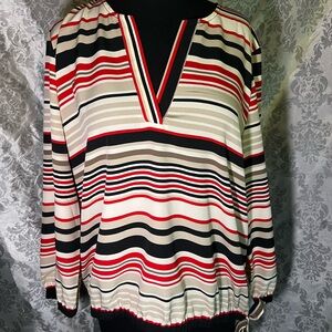 Appleseeds Striped V-Neck Women's Top